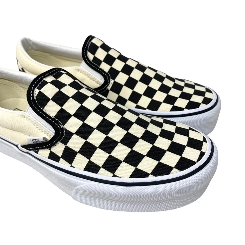 VANS Classic Slip On Platform Canvas Check Women's Black Shoes Skate VN00018EBWW - Picture 4 of 9